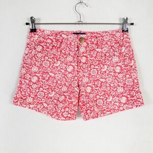 American Eagle Outfitters Shorts Womens 0 Pink White Floral Midi Cotton Stretch